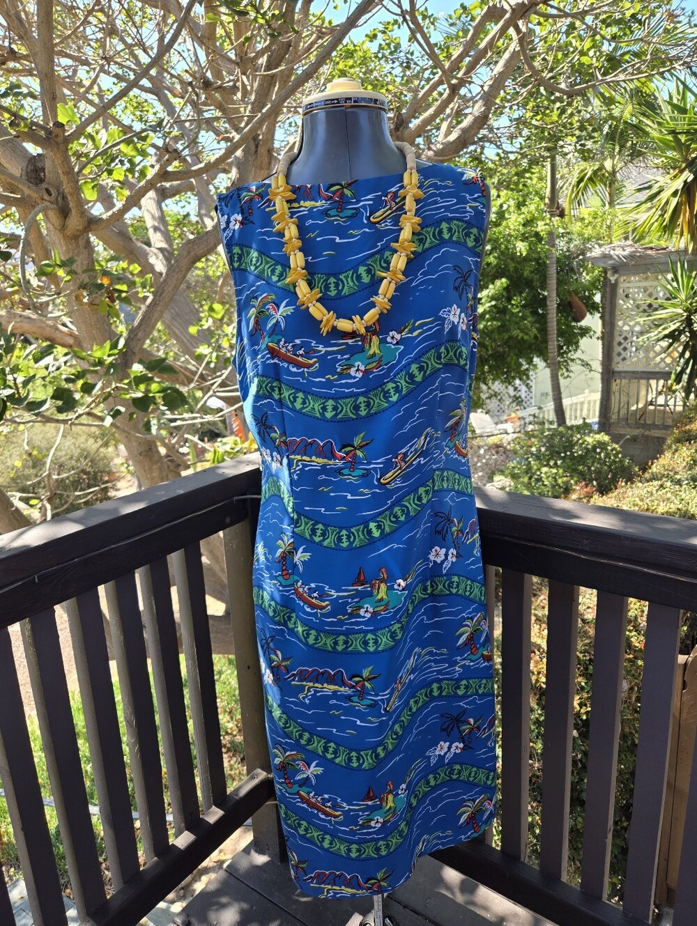 Sag Harbor Blue Tropical Print Sundress